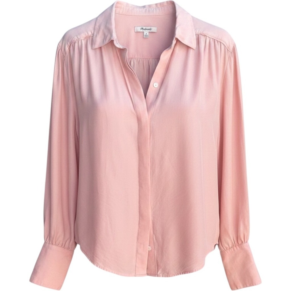 Madewell Pink Long Sleeve Button Down Blouse Shirt Size M CKP493630833